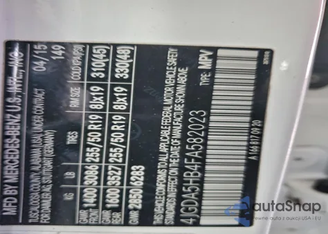 2015 Mercedes-Benz Ml 350 4Matic z USA, uszkodzony, nr VIN 4JGDA5HB4FA582023